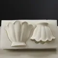 Elegant minimalist shell-shaped ceramic vase set featuring refined ribbed texture - Small And Medium Set