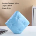 Vase créatif en céramique bleu clair avec texture d'oreiller capitonnée - Bleu
