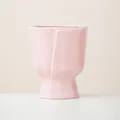 Elegant Nordic pink ceramic flower vase featuring a unique paper bag wrinkled texture design - Sea Snow Pink