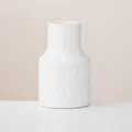 Vaso in ceramica bianca con trama ondulata verticale per l'arredamento - Leiduo