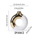 Vase circulaire moderne en céramique blanc et or, hauteur 14,2 cm avec dimensions précises - Blanc Or Petit (P308C) / 13.3cmx14.2cmx4cm