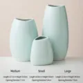 Elegante set di 3 vasi moderni in ceramica verde menta chiaro con specifiche di misura - Bocca Curva Set (Blu Chiaro) / Set da 3 Pezzi