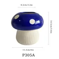 Grand vase en céramique en forme de champignon bleu à pois blancs et dimensions - Blue mushroom large size / 15.3x15.3x14.5cm