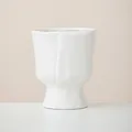 Elegant white Nordic ceramic vase featuring a modern pleated texture and pedestal base - Sea Snow Matte White