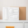 Set di vasi in ceramica bianca minimalista con trama a venature del legno in foam - Three-Piece Set