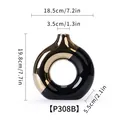 Vase moderne en céramique donut or et noir avec dimensions détaillées pour décoration - Noir Or Moyen (P308B) / 18.5cmx19.8cmx5.5cm