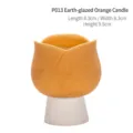 Elegante portacandela a tulipano in ceramica gialla con finitura in smalto terra, P013. - P013 / Arancione Opaco (Coppa Vuota Senza Cera)