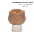 Portacandela in ceramica a forma di tulipano con smalto grigio terra per decorazione - P013 / Caffè Opaco (Coppa Vuota Senza Cera)