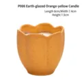 Candela profumata in ceramica a forma di tulipano, smalto arancio, altezza 7,5 cm - Petalo Arancione Opaco (Coppa Vuota Senza Cera)