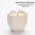 Candela profumata in ceramica a forma di tulipano, bianco terra - Petalo Bianco Opaco (Coppa Vuota Senza Cera)