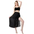 Schwarzer Strand-Sarong aus Baumwolle als Bikini-Überwurf an einem Model gezeigt - Unterteile / 95x145cm / Schwarz