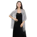 Elegant gray lace evening shawl wrap with fringe tassels for wedding bridal party dresses - Gray