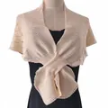 Elegant cream knitted shawl wrap for evening dresses and cheongsams shown on a mannequin - Beige