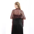 Elegant burgundy sequined tassel shawl wrap for evening dresses, back view detail - Coffee
