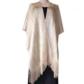 Elegante scialle con frange metalliche luccicanti per abiti da sera e occasioni - Beige