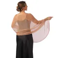 Elegante vista posteriore di una stola da sposa color champagne su un abito da sera nero. - Cammello