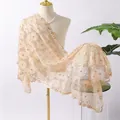 Champagne gold sequin embroidered lace shawl for elegant evening dresses and gowns - Champagne Gold