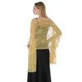 Eleganter goldener Pailletten-Schal mit Schmetterlingsmotiven für festliche Abendmode. - Gold