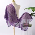 Elegant purple sequin embroidered lace shawl wrap for wedding or evening dresses - Deep purple