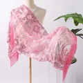 Pink sequined sunflower embroidered evening shawl with fringe for party dresses - Pink