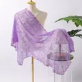 Elegant purple sequin floral embroidered lace shawl wrap for bridal evening dresses - Light Purple