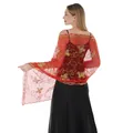 Eleganter roter Abend-Schal mit goldenen Schmetterlings-Paillettenstickerei Details - Rot + Gold