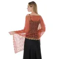 Elegant red sequin plum blossom embroidered shawl for evening gowns and weddings - Red + Gold