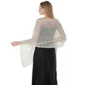 Elegant champagne sequin lace shawl wrap with plum blossom embroidery for brides - Beige