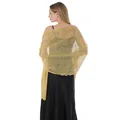 Elegant gold sequined shawl with plum blossom embroidery for weddings and parties - Gold