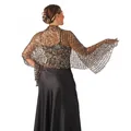 Elegant gold sequined shawl for evening dresses, perfect for party and gala events. - Black and Gold