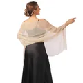 Elegante scialle trasparente color champagne per abiti da sera e per damigelle - Beige