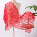 Elegant red sequin embroidered shawl with phoenix tail pattern for wedding party dress - Red