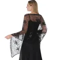 Elegant black lace shawl with butterfly sequin embroidery for evening dresses and weddings - Black