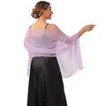 Elegante scialle da sposa in tulle lilla trasparente per abiti da sera e feste - Viola chiaro