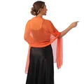 Lightweight orange sheer gauze shawl for evening dress and elegant bridesmaids outfits - Orange Red