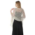 Châle élégant en résille champagne avec broderies à paillettes et franges pour soirées - Beige