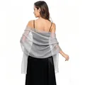 Elegant silver grey sheer organza shawl wrap for bridesmaid evening party dresses - Light Gray