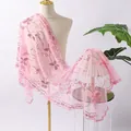 Eleganter rosa Netzschal mit Pailletten-Schmetterlingsstickerei für Abendkleider und Hochzeiten - Rosa