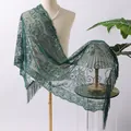 Châle en maille à paillettes vert foncé avec franges pour robes de soirée et fêtes - Vert Foncé
