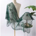 Eleganter dunkelgrüner Netzschal mit Pailletten-Schmetterling für formelle Abendkleider - Dunkelgrün