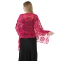 Elegante scialle rosa fucsia ricamato con paillettes per abiti da sera e feste. - Rosso rosa