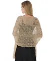 Elegant champagne gold sequined shawl with phoenix tail embroidery for party dresses - Champagne Gold