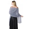 Detailed back view of an elegant light grey chiffon shawl for evening party and wedding wear - Dark Gray