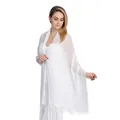 Elegant white lace chiffon shawl accessory for bridal wedding dress and formal evening gown - White