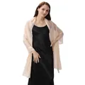 Elegante chal de noche de champán transparente con sutil brillo metálico en vestido - Albaricoque