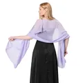 Elegant lavender sheer chiffon evening shawl for wedding guest dress or bridesmaid wear - Light Purple