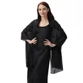 Elegant black metallic shimmer evening shawl wrap for bridal dresses and gala parties - Black
