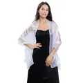 Elegant white translucent organza bridal shawl wrap for evening dresses and formal events - White