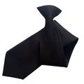 Corbata con clip negra profesional que presenta una textura tejida clásica de canalé fino - Negro