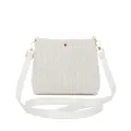 Minimalist white woven crossbody bag with stylish gold-tone hardware - White